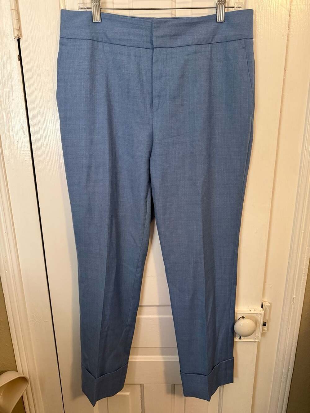 Suistudio Cuff Wool Dress Trousers in Light Blue US 10